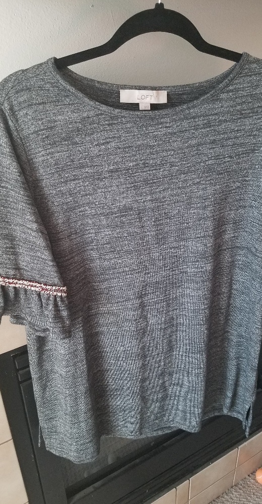 LOFT grey shirt with bell sleeves